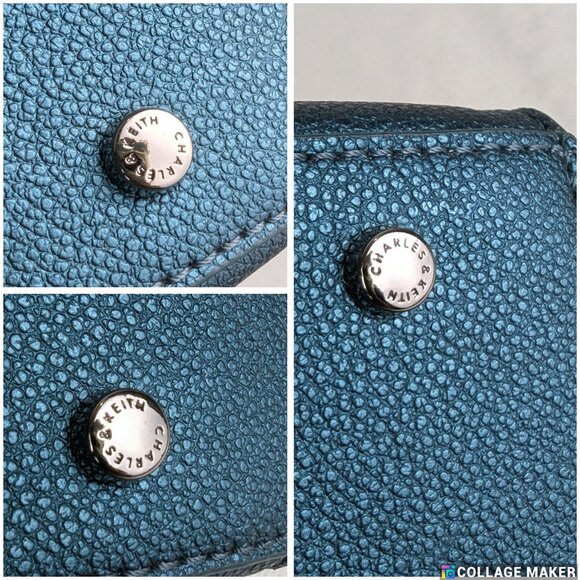 CHARLES & KEITH Teal Chain Handle Tote Bag Shoulder Bag - Picture 13 of 15